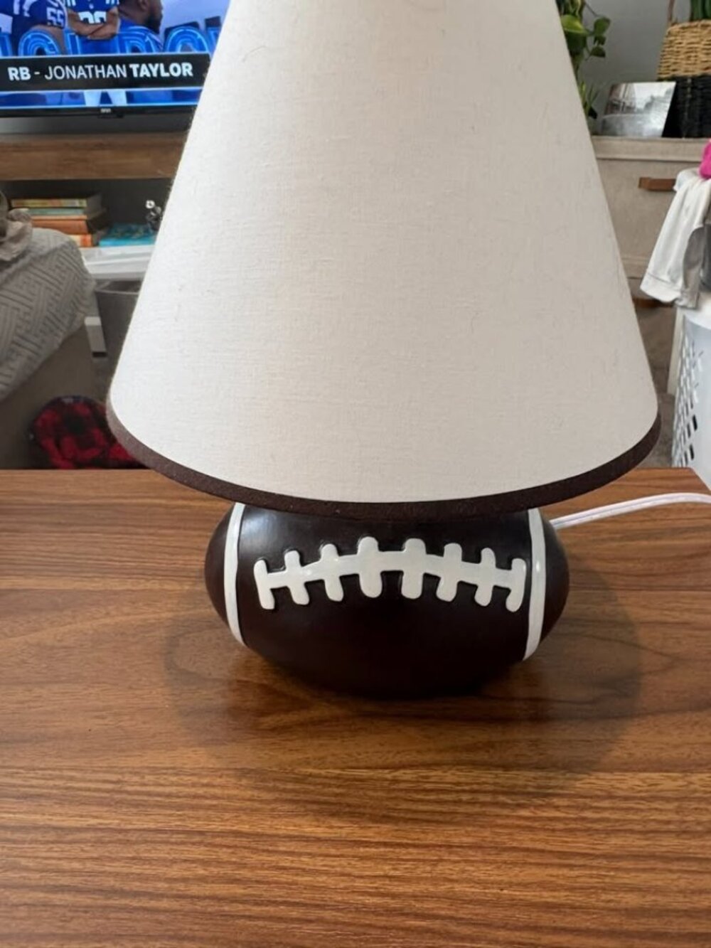 Simple Designs SportsLite 11.5" Football Ceramic Table Lamp